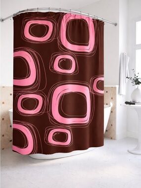 Roxy Quiksilver Shower Curtain Y2K Pink Abstract Design Surf